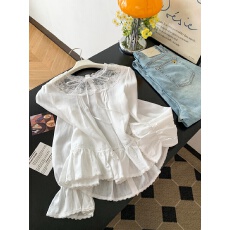 批发<b class='q'>韩版</b>韩系2026春夏细新款甜美风蕾丝精致系带设计长袖百搭<b class='q'>衬衫</b>女