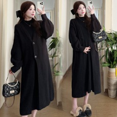 批发韩风厚实软糯外套+<b class='q'>百搭</b>超显瘦针织打底裙两件套