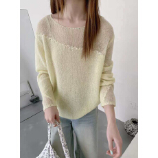 批发春款宽松慵懒风V领遮肉套头松弛感V领显瘦<b class='q'>毛衣</b>