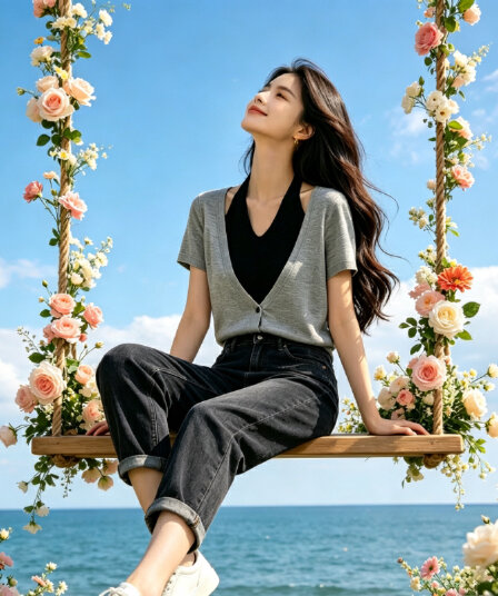 프랑스식 레트로 배색 행침 목 페이크 레이어드 니트 스웨터 여성 여름 빅 사이즈 지방 mm 디자인 센스 품격 슬림해 보이는 맨위