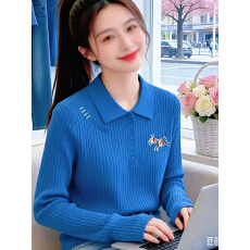 批发洋气秋冬克莱因蓝针织打底衫女大码内搭好看穿搭胖mm减龄<b class='q'>毛衣</b>上衣