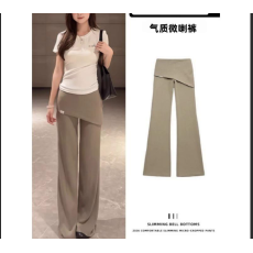 批发咖色微喇裤明星同款垂感弹力<b class='q'>高腰</b>修身显瘦慵懒风屁帘裤子休闲裤