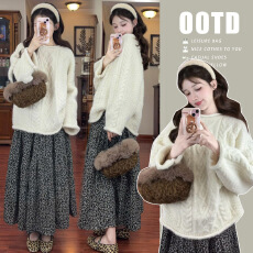 批发孕妇装秋冬装休闲茶系穿搭气质<b class='q'>范</b>盐系毛衣