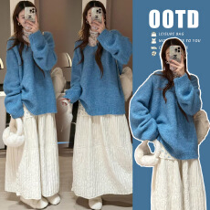 批发孕妇装秋冬装休闲茶系穿搭气质<b class='q'>范</b>盐系毛衣