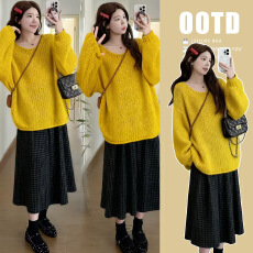 批发孕妇装秋冬装休闲茶系穿搭气质<b class='q'>范</b>盐系毛衣