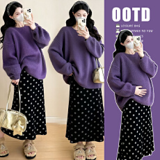 批发孕妇装秋冬2025新款茶系穿搭高级感气质时尚毛衣