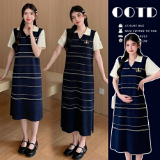 批发实拍~孕妇装2026夏季网红新款韩版时尚宽松<b class='q'>显瘦</b>条纹连衣裙