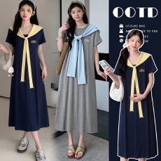 批发实拍孕妇装孕妇装时尚韩版休闲<b class='q'>短袖</b>针织<b class='q'>连衣裙</b>