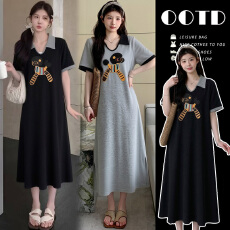 批发实拍<b class='q'>孕妇装</b><b class='q'>孕妇装</b>时尚宽松韩版短袖针织连衣裙