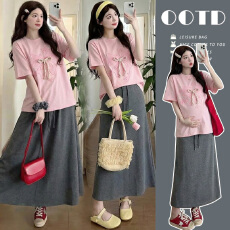 批发实拍孕妇装夏装休闲上衣+半身裙