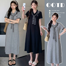 批发实拍孕妇装孕妇装时尚宽松短袖针织<b class='q'>连衣裙</b>