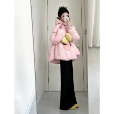 批发小众不撞款可爱粉色立体装饰连帽长袖棉服女装<b class='q'>秋</b>冬季宽松显瘦外套