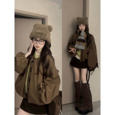 批发韩系美拉德花苞夹克外套女秋<b class='q'>冬</b>季2025年新款小个子巨好看短款上衣