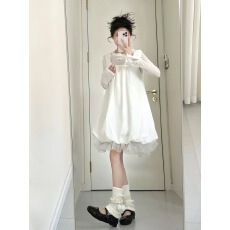 批发韩系一整套ootd穿搭白色蕾丝<b class='q'>花苞</b>背心<b class='q'>连衣裙</b>叠穿t恤套装女2026春