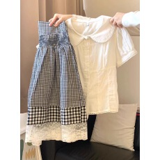 批发法式白色衬衫<b class='q'>连衣裙</b>子女夏季穿搭2026新款小个子学院风半身裙套装