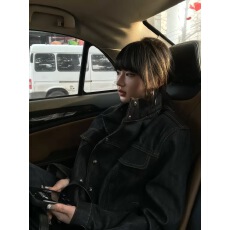 批发<b class='q'>韩国</b> cleanfit 14.5进口斜领经典短宽原牛硬挺宽松<b class='q'>牛仔</b>夹克<b class='q'>外套</b>