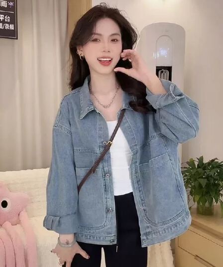 폴로 칼라 파란색 데님 짧은 여성 코트 봄 가을 2026 새로운 작은 키 다용도 디자인 센스 레트로 재킷 맨위