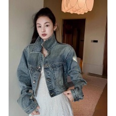 批发韩系复古做旧牛仔<b class='q'>外套</b>女春季爆款超好看别致时尚短款百搭<b class='q'>夹克</b>上衣