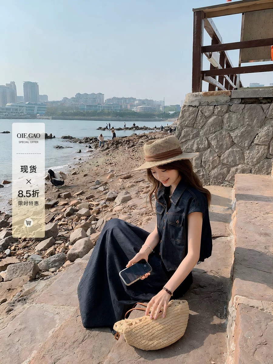 케이크를 잘라 직접 만든 작은 아이들 여름 셔츠 반 스커트 착용 가져 가라. 에이즈 환자 여성 세트 새로운 고유 한 아름다운 데님 세트