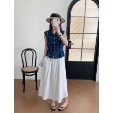 批发时尚牛仔套装女2026夏季新款百搭无袖上衣洋气减龄收腰显瘦马甲女