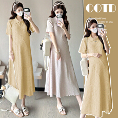 批发实拍~<b class='q'>孕妇装</b>夏装2026新款纯色针织短袖<b class='q'>时尚</b>大码<b class='q'>孕妇</b><b class='q'>连衣裙</b>