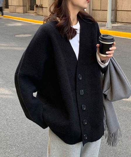 가을 겨울 새로운 두꺼운 스웨터 여자 한국 스타일 루즈핏 느긋한 바람을 피우다 롱 코트 니트 오픈 가디건 다용도 부드러운 바람 재킷