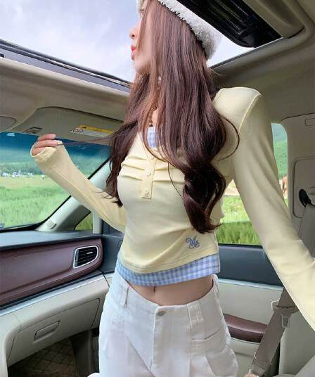2 2 260 그램 사람들 면 모달 아메리칸 달콤한 매운맛 페이크 레이어드 디자인 센스 긴팔 긍정적 인 어깨 작은 대중 맨위