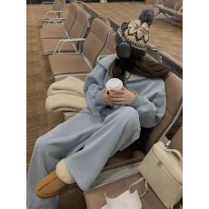 批发慵懒风休闲运动服套装女<b class='q'>春</b>秋时尚连帽卫衣卫裤百搭两件套