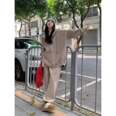 批发慵懒风连帽卫衣运动套装女<b class='q'>春</b>秋宽松显瘦学生韩版休闲两件套时尚