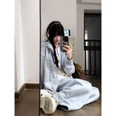 批发早秋<b class='q'>运动服</b>套装女宽松<b class='q'>韩版</b>连帽卫衣卫裤显瘦时尚休闲跑步两件套潮