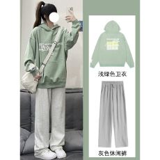 批发运动套装女<b class='q'>春</b>秋季学生韩版宽松显瘦盐系卫衣休闲两件套跑步服