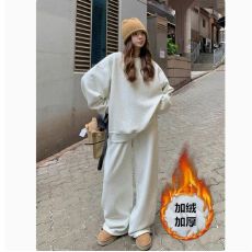 批发<b class='q'>运动服</b>套装女秋冬新款加绒加厚宽松<b class='q'>显瘦</b>时尚卫衣休闲两件套跑步潮