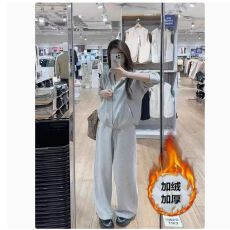 批发<b class='q'>运动服</b>套装女秋冬加绒加厚学生<b class='q'>韩版</b>宽松时尚洋气卫衣休闲两件套潮