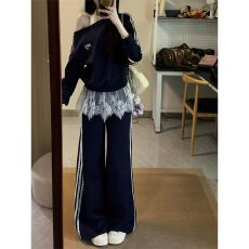 批发早秋时尚减龄休闲运动套装女学生宽松<b class='q'>韩版</b>显瘦百搭<b class='q'>卫衣</b>阔腿两件套