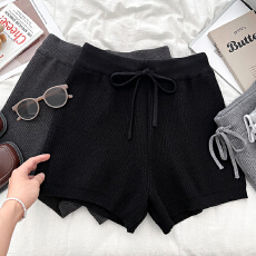 批发韩系<b class='q'>时尚</b>简约抽绳高腰显瘦针织短裤a字裤阔腿裤<b class='q'>打底裤</b>女秋冬新款