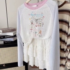 批发卡通印花长袖插肩袖防晒罩衫女上衣秋季新款T恤