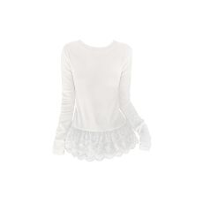 批发1*1德绒白色蕾丝拼接长袖t恤女秋季<b class='q'>甜美</b>风百搭打底衫修身显瘦上衣