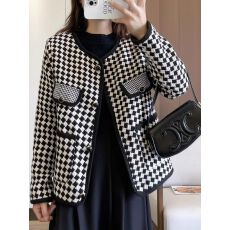 批发小香风<b class='q'>千鸟格</b>短款外套女2025春秋新款高级感时尚洋气时髦长袖上衣