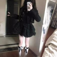 批发富家千金小香风套装女秋冬高级感气质名媛短外套蓬蓬<b class='q'>连衣裙</b>两件套