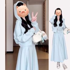 批发春秋穿搭配一整小香韩系风套装<b class='q'>卫衣</b><b class='q'>连衣裙</b>子女秋冬款2025新款长裙