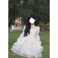 批发法式甜美初恋泡泡袖<b class='q'>连衣裙</b>女春秋新款温柔风在逃公主<b class='q'>蓬蓬裙</b>