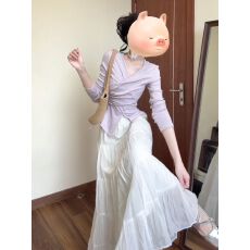 批发法式紫色v领连衣裙子女装2025新款秋季穿搭一整套高级感长裙套装