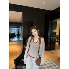 批发撞色开衫针织衫<b class='q'>女</b>2025秋冬季新款韩系内搭吊带背心百<b class='q'>搭</b>休闲裤套装