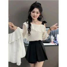 批发早秋穿搭一整套套<b class='q'>装</b>2025秋季新款洋气露肩<b class='q'>衬衫</b>半身裙两件套小个子