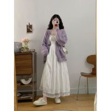 批发法式气质白色<b class='q'>吊带</b><b class='q'>连衣裙</b>女秋季2025新款高级感巨好看韩系长裙套装