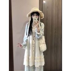 批发2025早秋新款新疆草原旅游穿搭长裙套装女森系田园风碎花<b class='q'>连衣裙</b>子