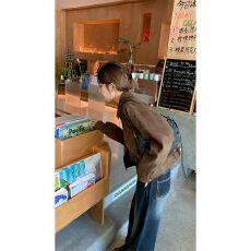 批发甜酷咖色麂皮绒外套女春秋新款复古小众短款美拉德上衣夹克小个子