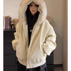 批发冬季新款荔枝纹座山雕连帽绒毛棉衣外套<b class='q'>男</b>女冬季PU皮加厚保暖棉服