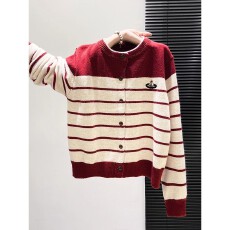 批发高级感休闲慵懒针织开衫撞色<b class='q'>条纹</b>上衣秋冬新款毛衣女纽扣软糯外套