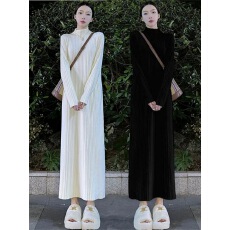 批发<b class='q'>白色</b>长裙针织连衣<b class='q'>裙子</b>女2025新款秋冬季大衣内搭打底中长款毛衣裙